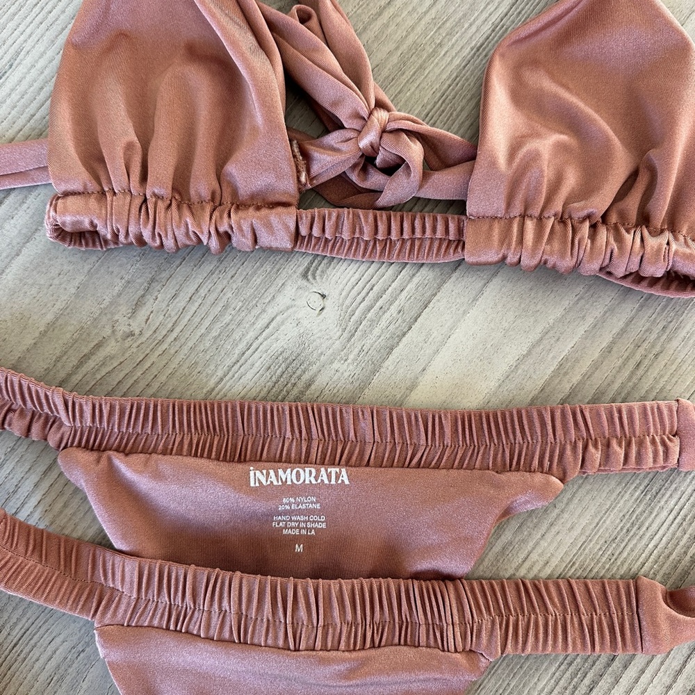 iNAMORATA Mauve Pink Tie Bikini Set - Picture 5 of 15